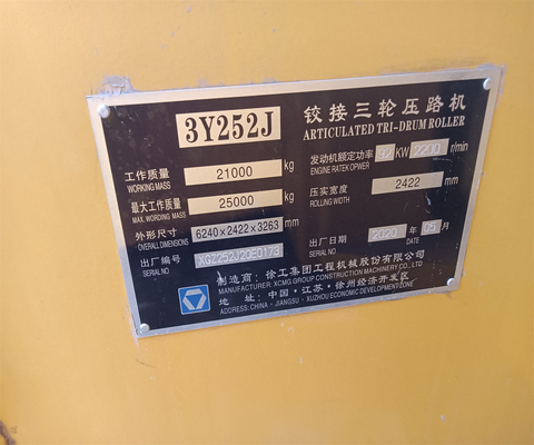 흥미진진한 힘 50KN 21000 KG 사용 된 도로 롤러 3Y252 당신의 건설